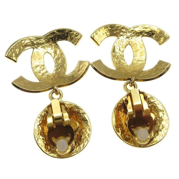 Chanel CC Dangle Earrings Clip-On Gold - Picture 2 of 4